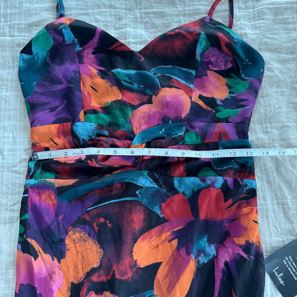 Lulus Beautiful Entrance Multi Floral Twist-Front Midi Dress - Picture 9 of 12